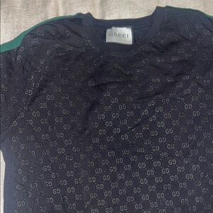 Gucci Black Tee with Green Stripes